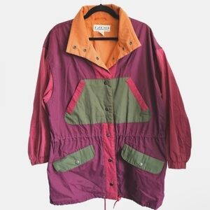 Vintage Izod Oversized Windbreaker Style Sporty Jacket Colorful 80’s or 90’s